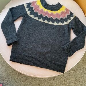 Promesa Charcoal Sweater with Pink and Yellow Pattern